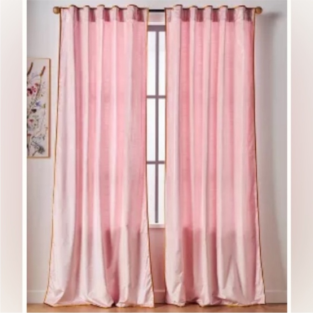 Anthropologie Adelina Pink Velvet Curtain Panel